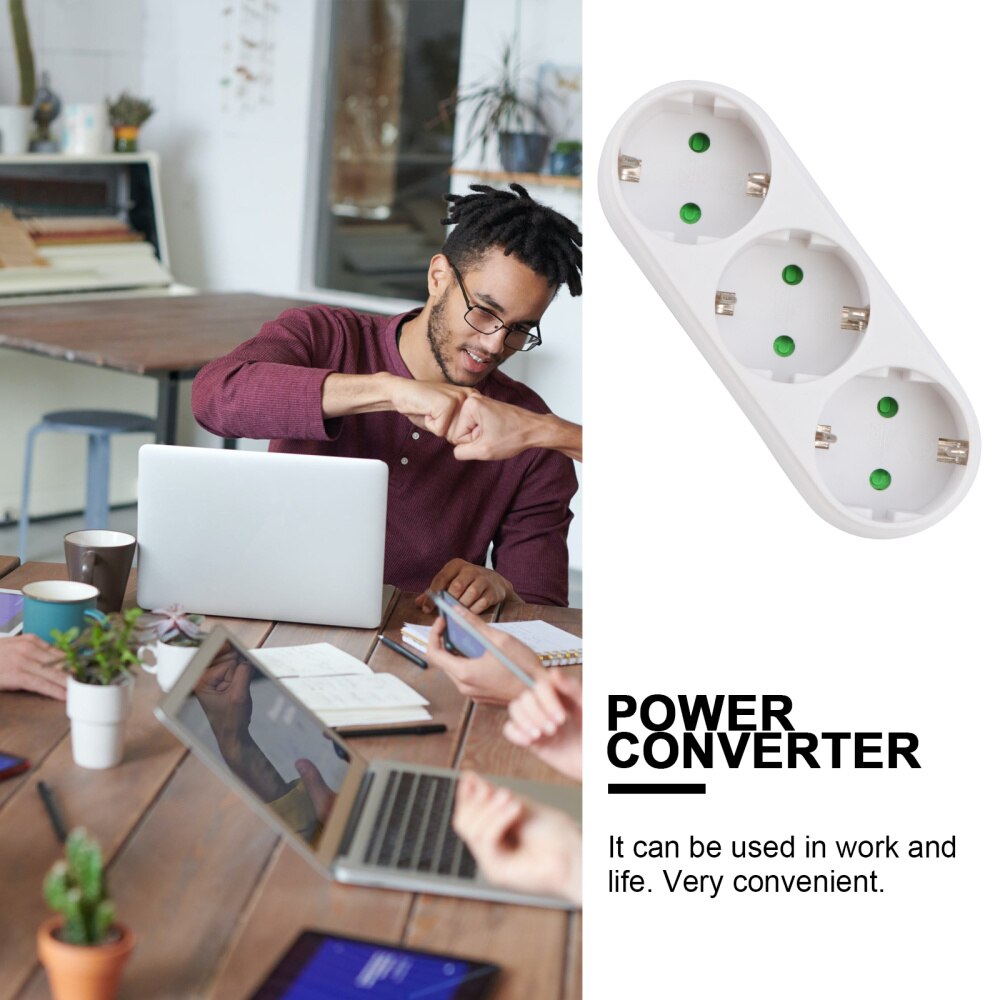 Triple Socket Power Socket Adapter Anti-flame Heat-resistant Socket Panel with EU Plug White