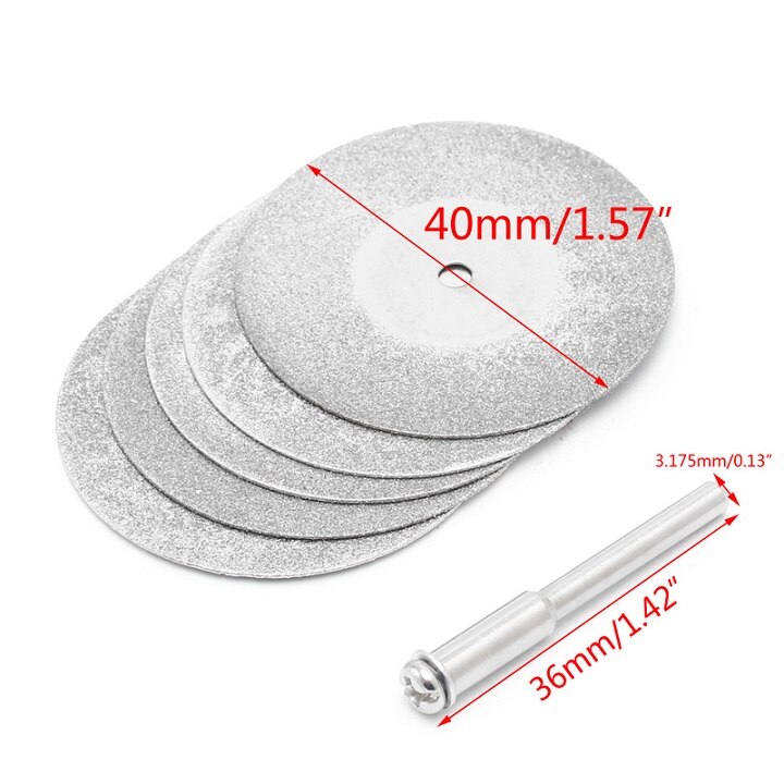 5pcs 50mm Diamonte Cutting Discs Drill Bit Shank For Rotary Tool Blade: 40mm