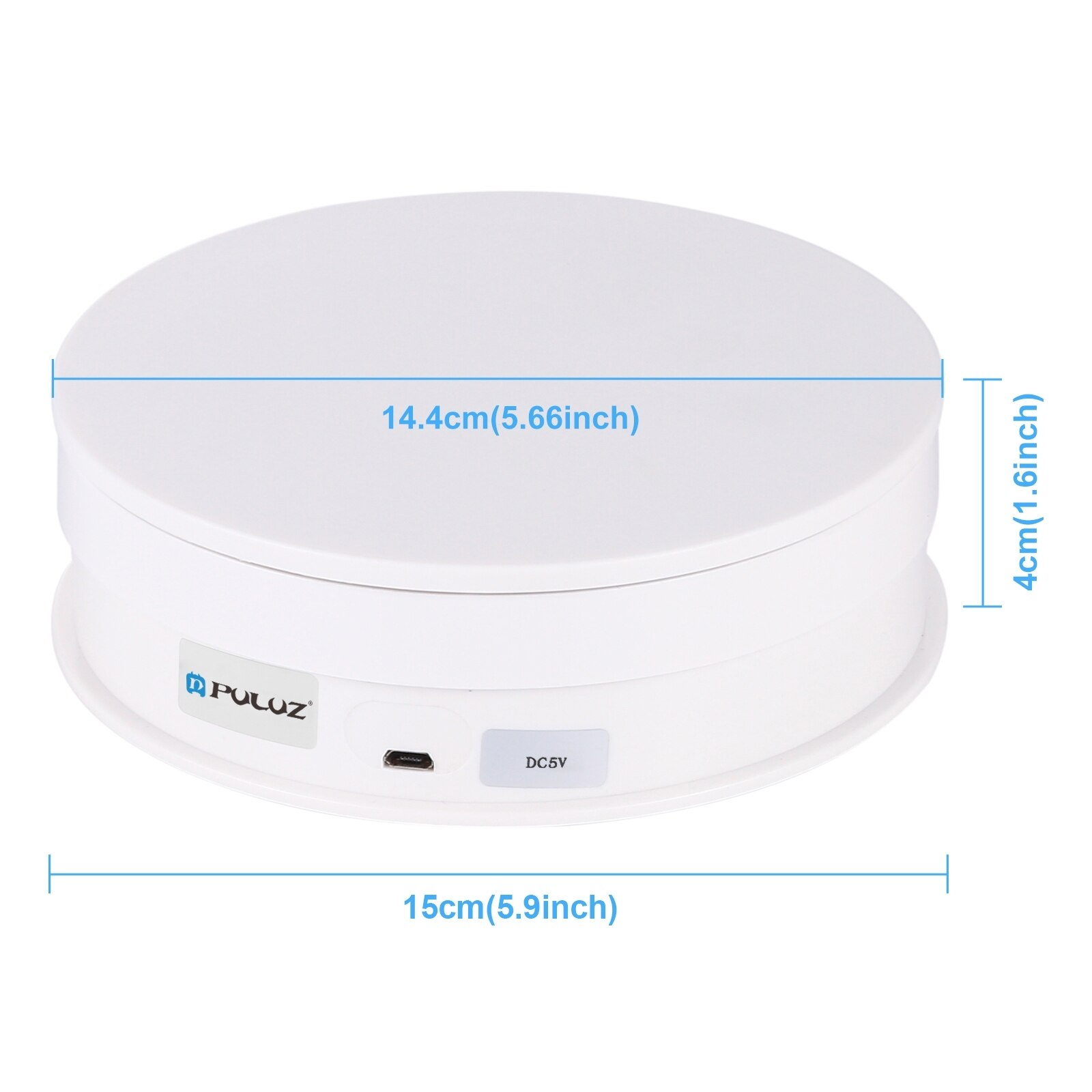 PULUZ 15cm Adjusting Speed Rotating Turntable Display Stand USB Electric 360 Degree Remote Control Photography Turntable: White