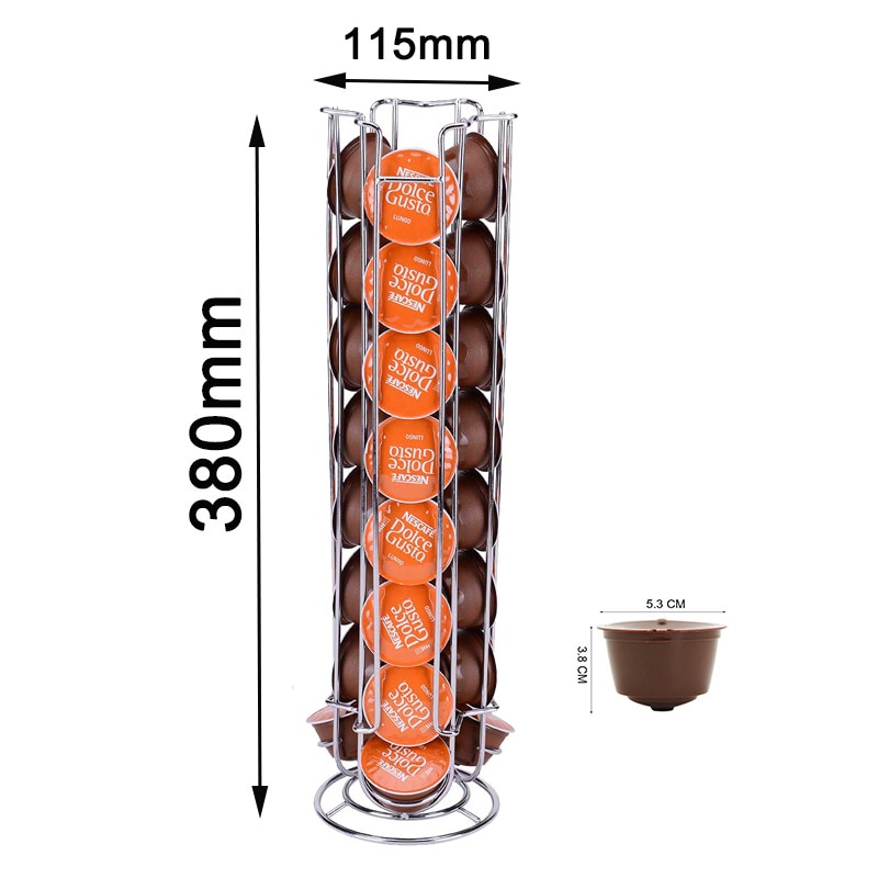 Plating Display Capsule Rack Rotatable Coffee Pod Holder Stand Storage Shelves For 24 Dolce Gusto Capsule Kitchen Accessories