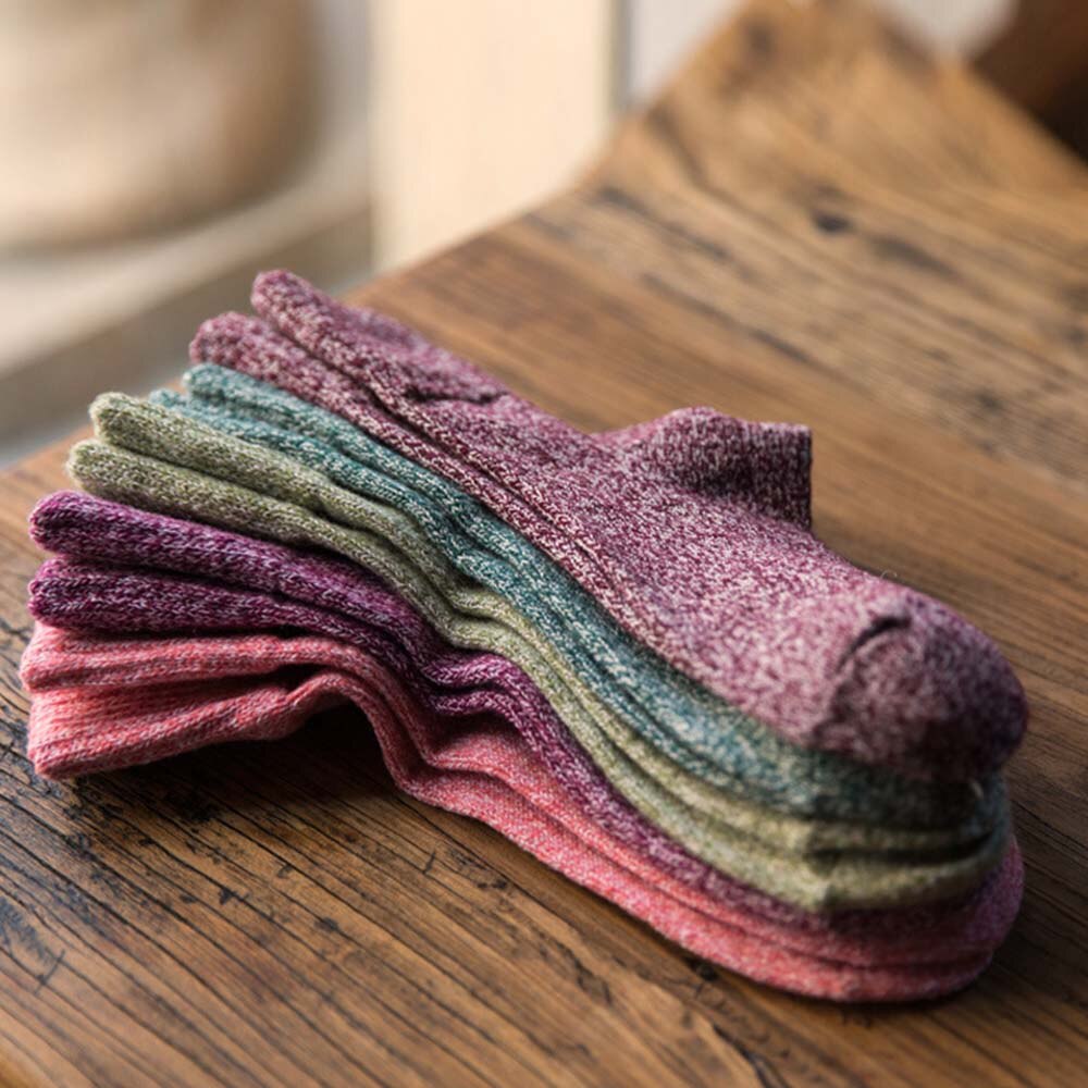 1 par de Calcetines clásicos de lana Cachemira gruesos de invierno cálidos suaves y sólidos sobre calcetines altos de tobillo, calcetines deportivos