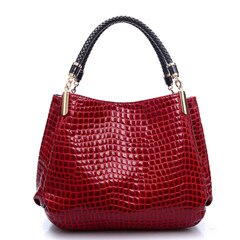 Dames Krokodil Pu Lederen Messenger Bags Grote Capaciteit Dames Tassen Handtassen Dames Casual Totes Satchel Dames Schoudertas: Red