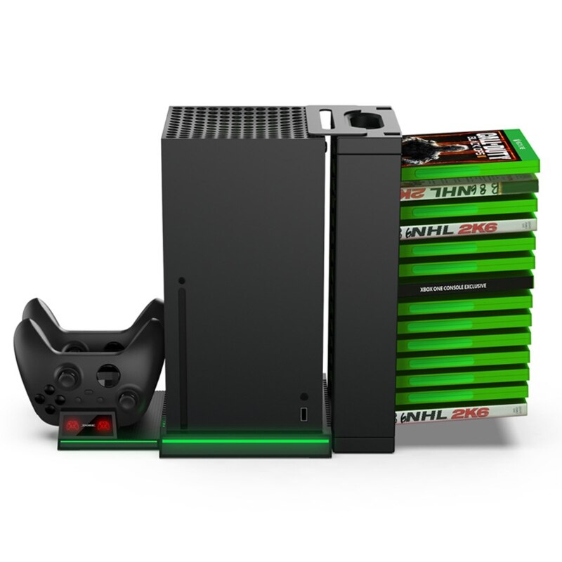 Kühlstation für disc-aufbewahrung mit controller-ladegerät, kompatibel mit xbox series x-spiel-headset-zubehör