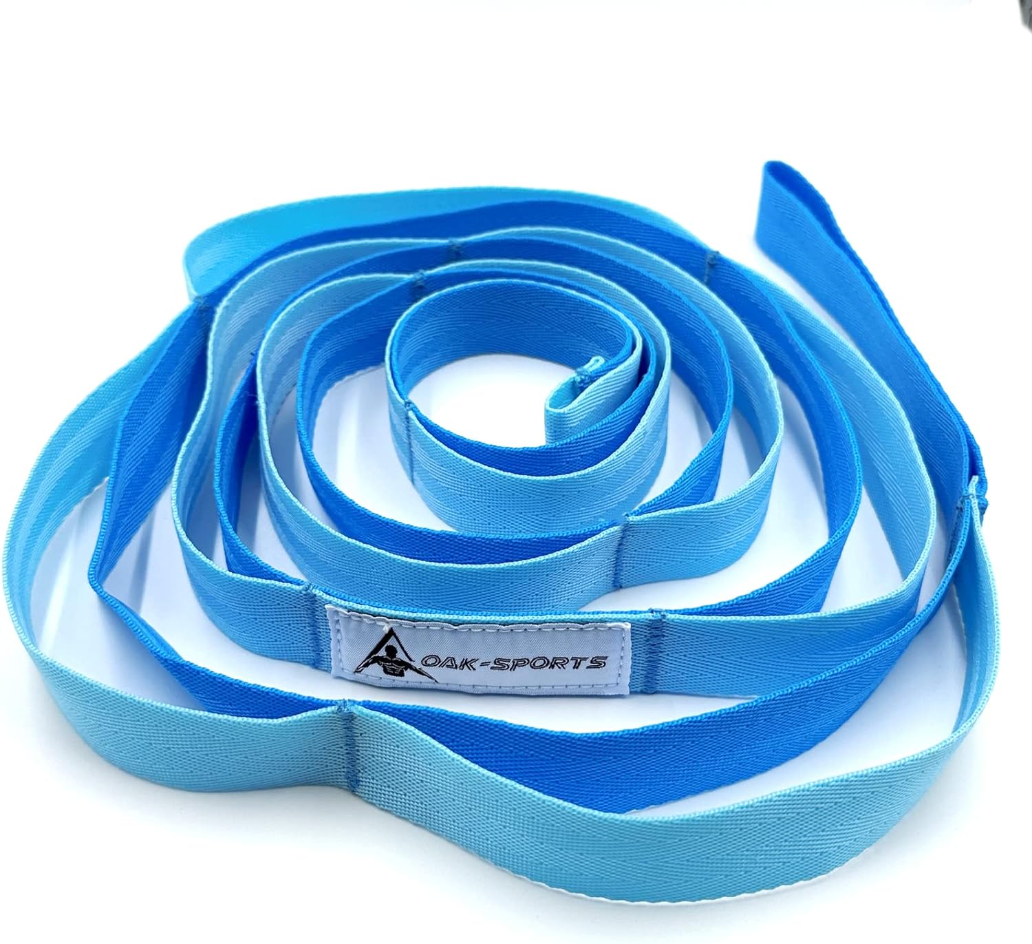 Correa de estiramiento Correa de yoga con bucles, correas elásticas para fisioterapia, correa de ejercicio no elástica para Pilates, danza: Azul