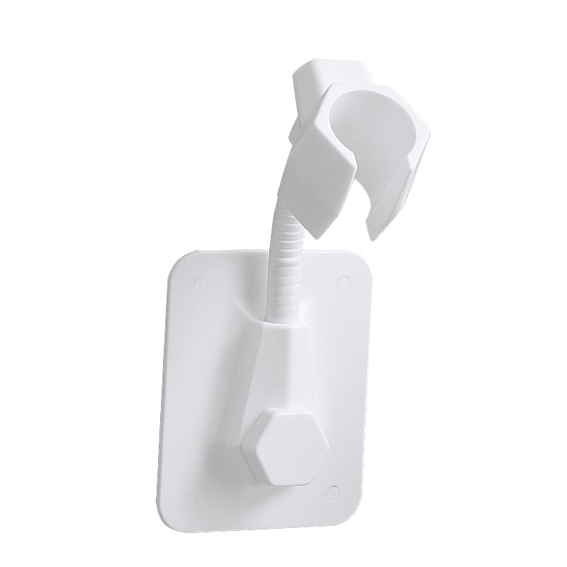 Justerbart brusehovedholder selvklæbende brusebeslag base badeværelse vægstativ brusehoved håndsæt badeværelse tilbehør: Hvid