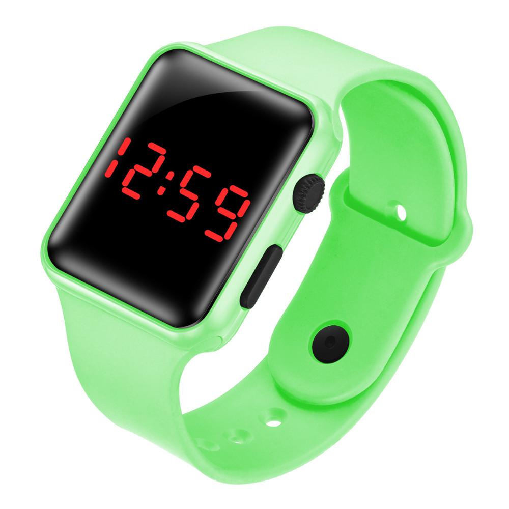 LED Student Electronic Watch Children Watch Suitable For Boys and girls Cute Bracelet Color watch: Dark Green