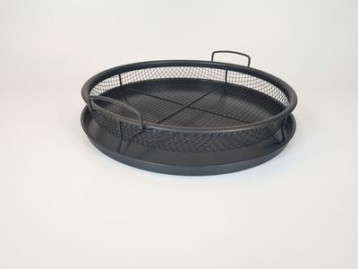 Bandeja de cobre para hornear, sartén antiadherente para asar aceite, cesta de patatas fritas, plato de parrilla, herramientas de cocina de malla para barbacoa casera: Round Black