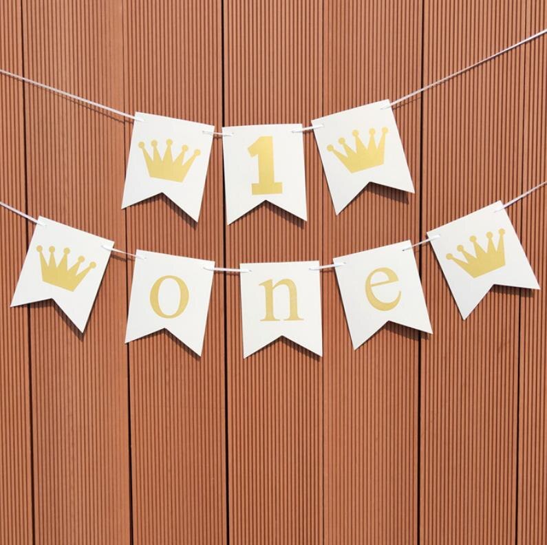 1 Juego de cartel de corona de primer cumpleaños para bebé, niño y niña decoración de de cumpleaños para, 1 año