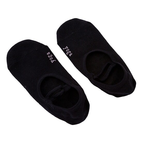 Professionele yoga danssokken voor dames, sportslippers, antislip katoenen fietssokken, dames pilatessokken, ballethakbeschermers: Zwart
