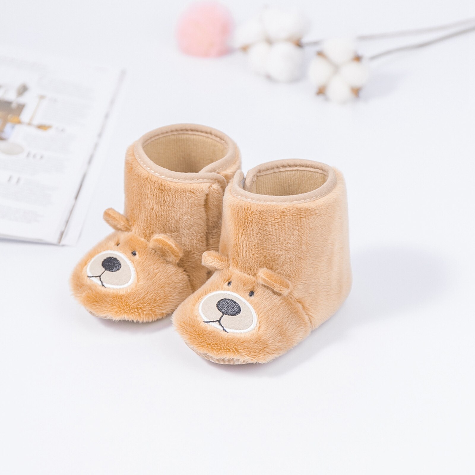 Zimowe maluch buty dziecięce moda dziewczynka chłopcy 3D kreskówka niedźwiedź uszy ciepłe buty stałe zamazany Liczba Piłki buciki buty dziecięce 0-18M