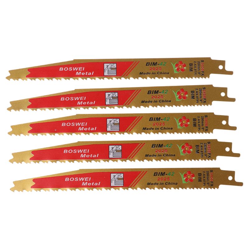 5 Pc 8 Inch BIM Reciprocating Quick Cut Saw Blade S3456XF For Metal Wood Cutting