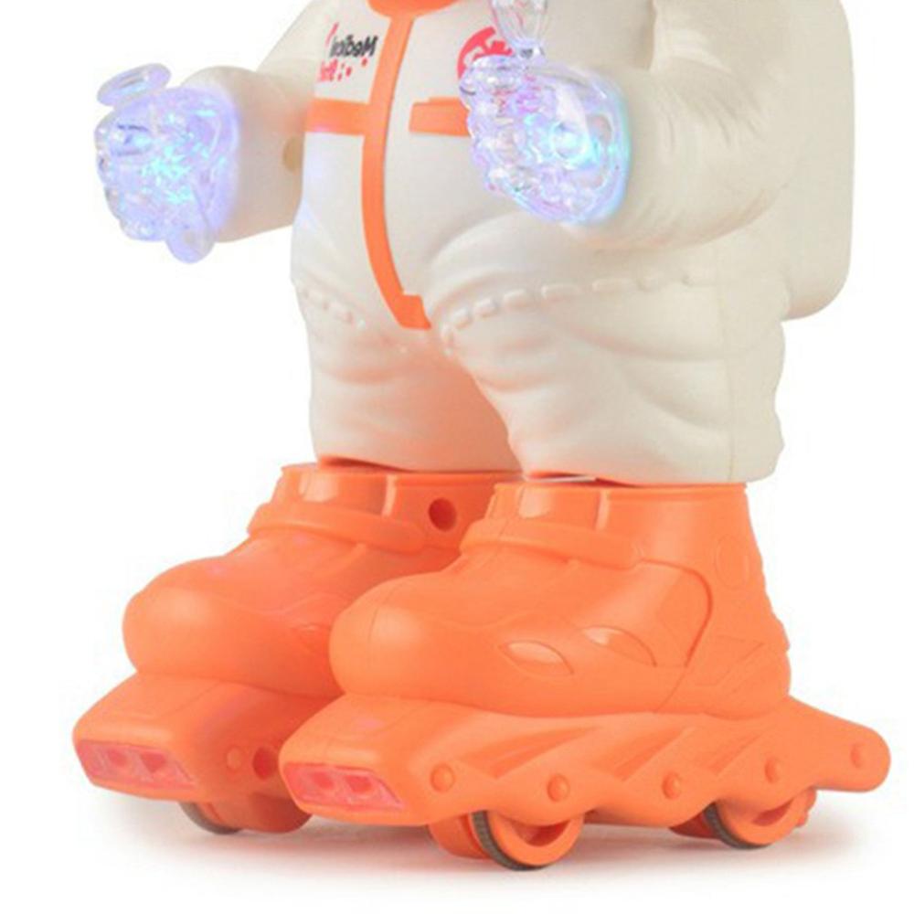 Tres canciones que iluminan la música Abs plástico juguetes encantadores para niños naranja Doctor Key Robot de patinaje eléctrico