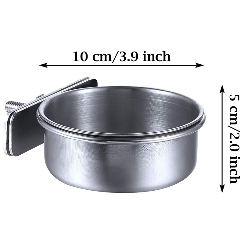 3-Piece Bird Feeder Cup Stainless Steel Parrot Feeder Cup Animal Cage Water Food Bowl S