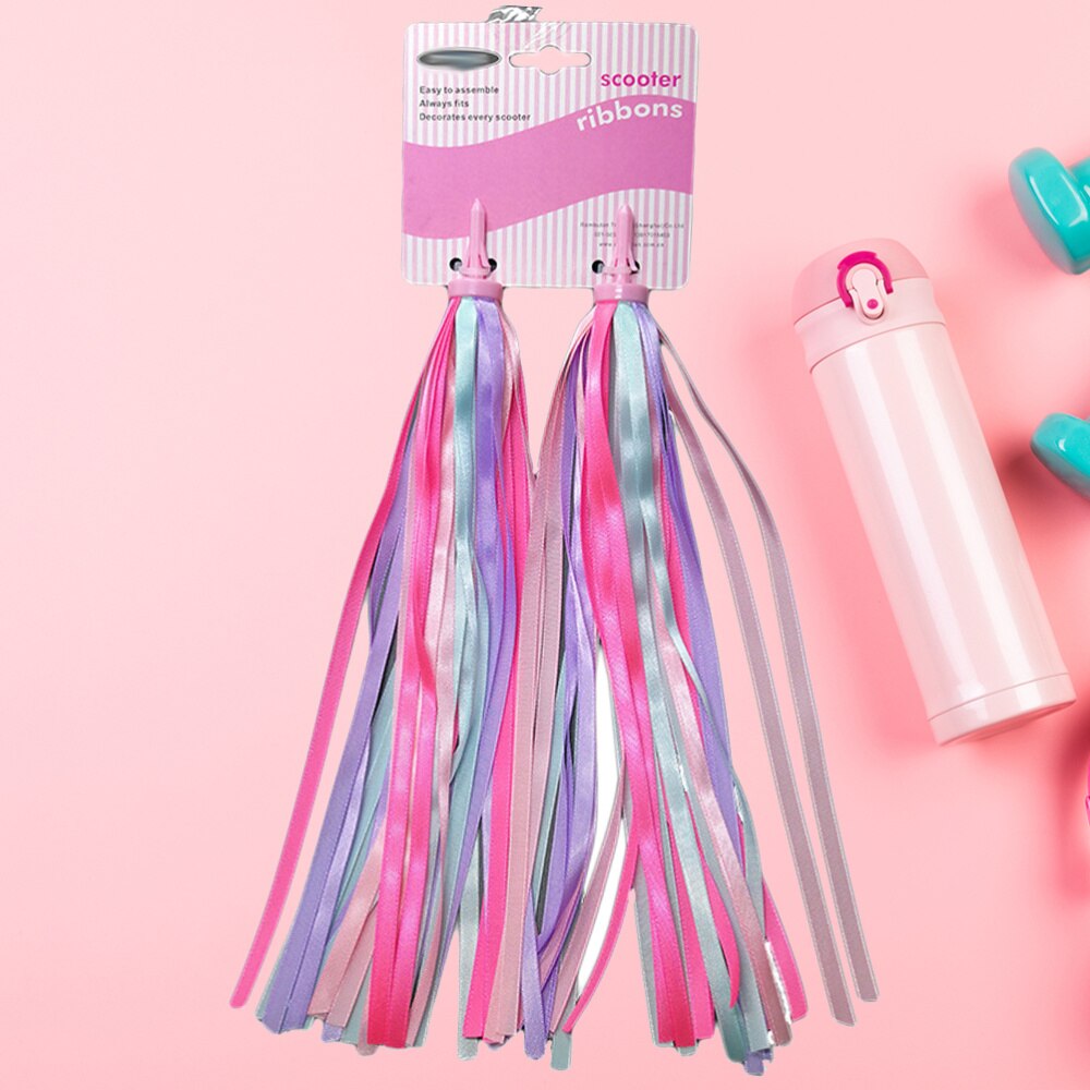 2 pares de serpentinas de manillar para bicicleta, cinta para manillar de bicicleta con borlas para niños y niñas (amarillo, rosa, púrpura)