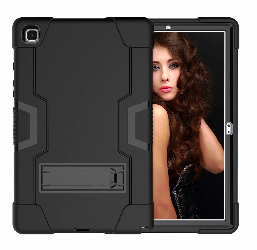Do Samsung Galaxy Tab A7 10.4 2020 SM-T500 SM-T505 Case odporny na wstrząsy dzieci bezpieczne PC Silicon Hybrid Stand Full Body Tablet Cover: Black - Black