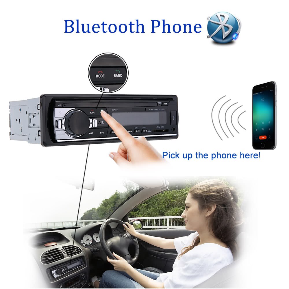 Bluetooth Car Stereo FM AUX Input Receiver SD USB MP3 Radio Player In-Dash