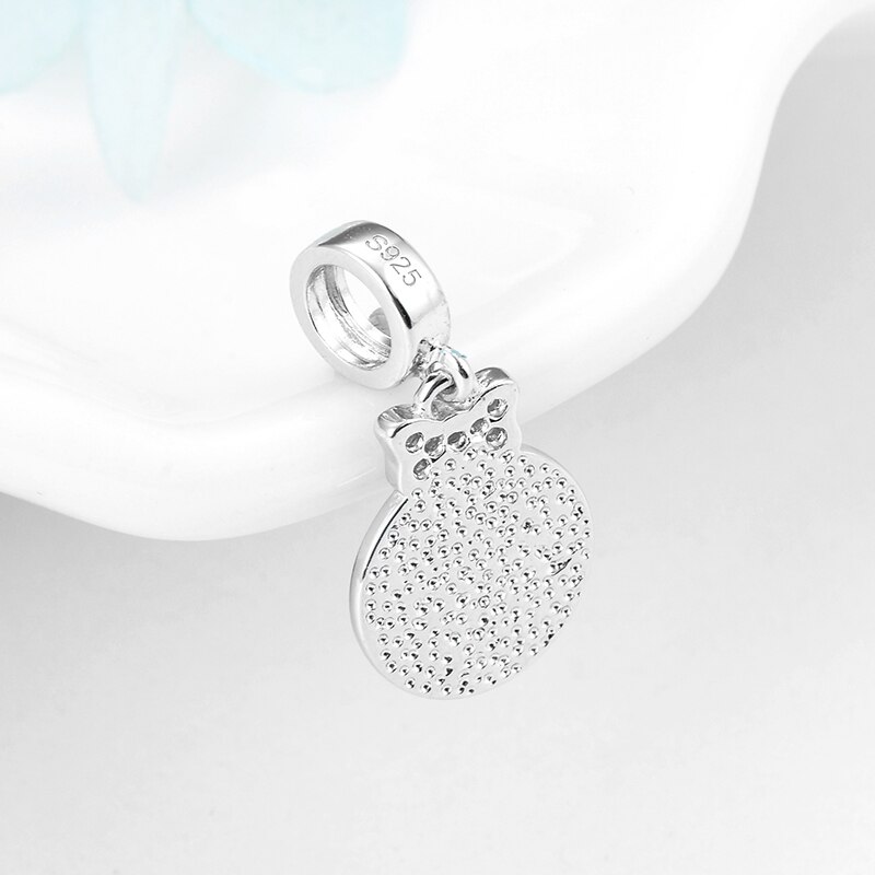 Neue 925 Sterling Silber Bogen CZ schöNe katze Pfote drucken schwimm Reize für Schmuck Machen passen Original Kataoka Charme Armbinde