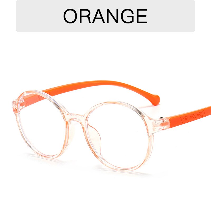 Runde brilleramme børn optiske briller pige klare briller dreng blå lys briller barn vintage ramme lys behagelig: Orange