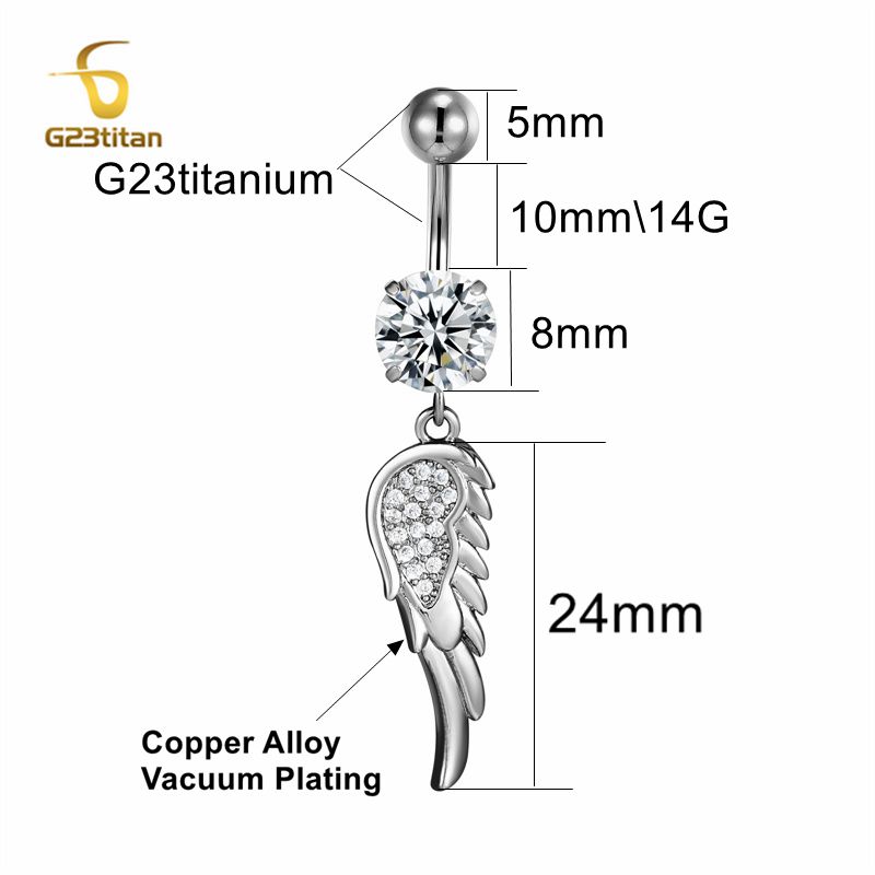 Anillo de botón de titanio hipoalergénico Chapado en plata para mujer, pendiente de ombligo, joyería para Piercing, 16G, 10mm, F136 piercing ombligo blanco pendientes de ombligo: Color oro puro