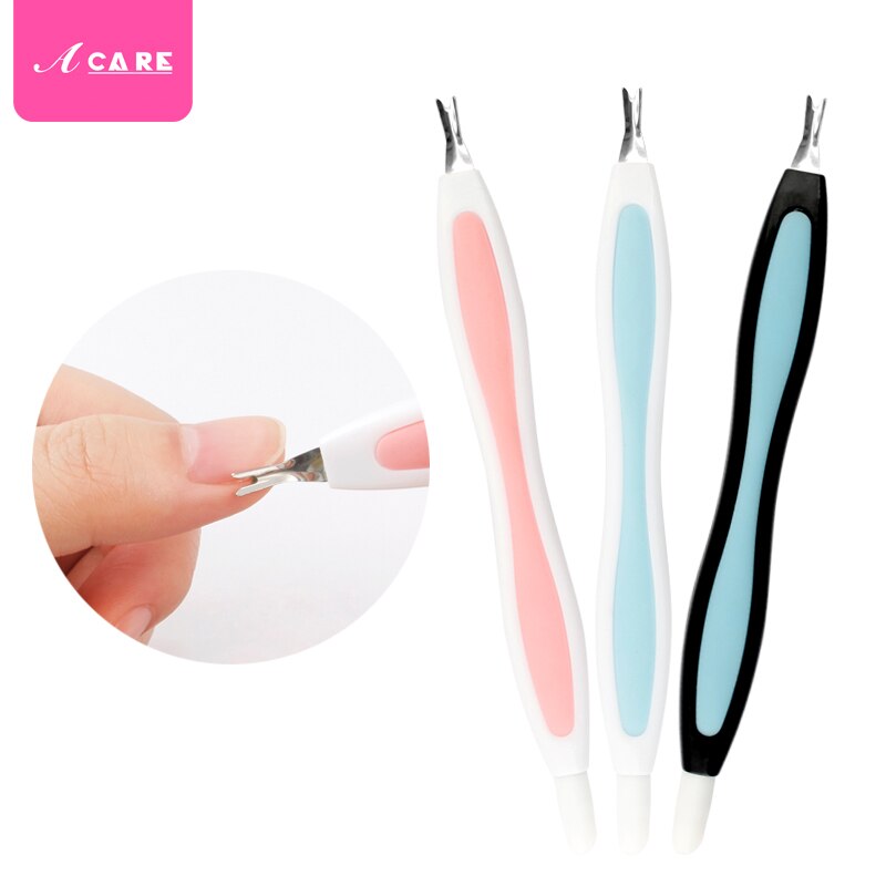 2 pçs empurrador de cutícula rosa macio manicure vara de borracha pressão caneta haste dead skin fork peeling faca trimmer removedor de unhas