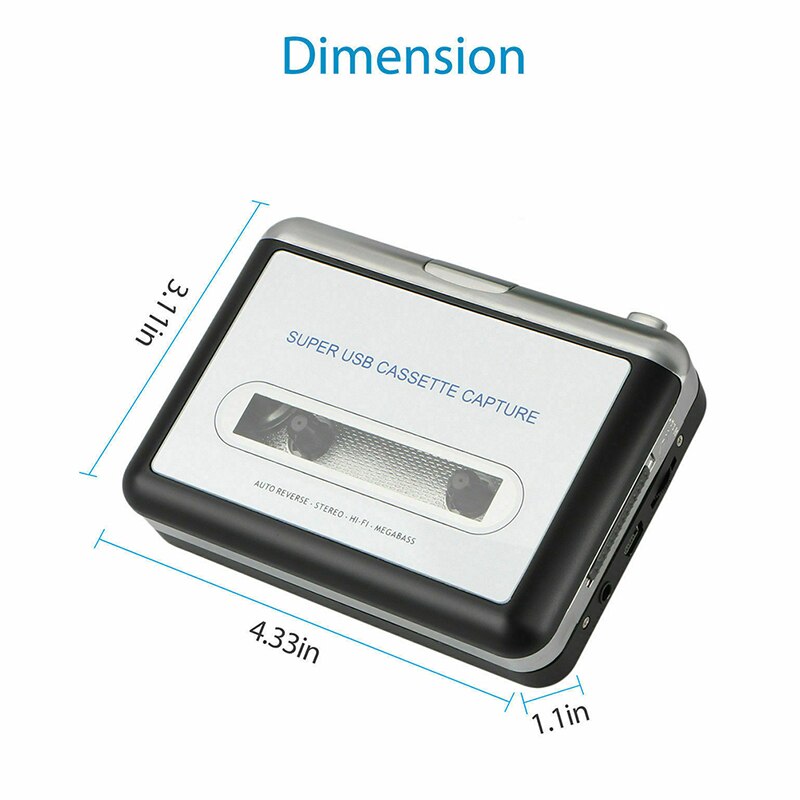 USB2.0 Draagbare Tape Naar Pc Super Cassette Te MP3 Audio Muziek Cd Digitale Speler Converter Capture Recorder + Hoofdtelefoon