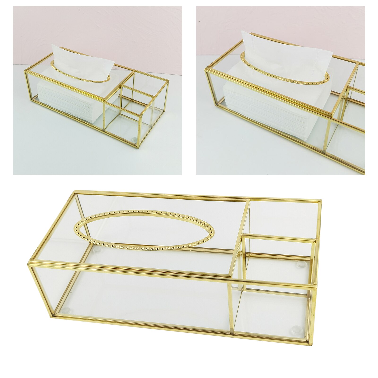 Rectangular Clear Glass Paper Tissue Box, Decorative Glass Napkin Storage Box, Facial Tissue Holder for Bedroom, Home Decor