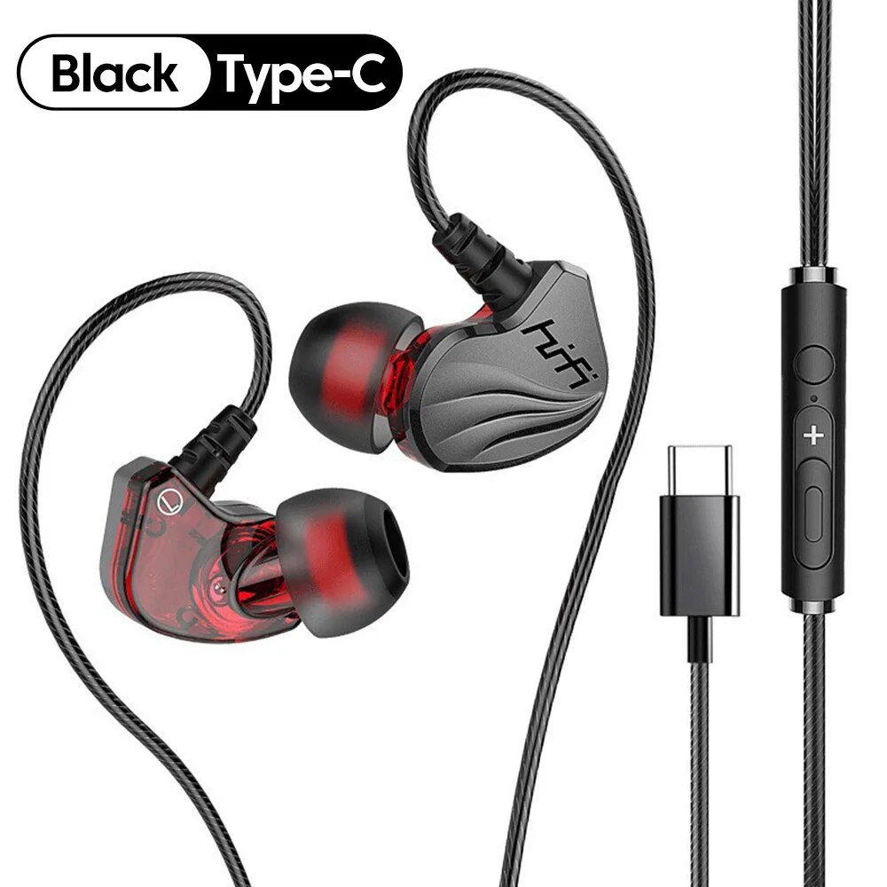 T2000 auriculares deportivos binaurales con cable, cascos de graves metálicos de alta fidelidad, resistentes al agua, sonido estéreo deportivo, reducción de ruido: Negro