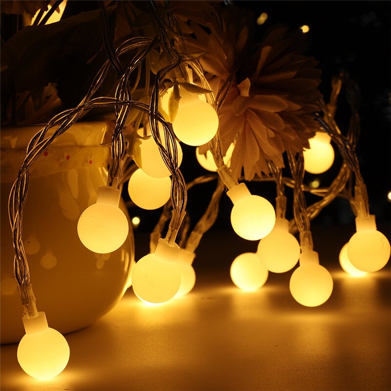 5M 50LEDS Round Ball String Lights Garland Lighting Lamp Outdoor Garden Festival Wedding Party Home Decoration Battery Powered