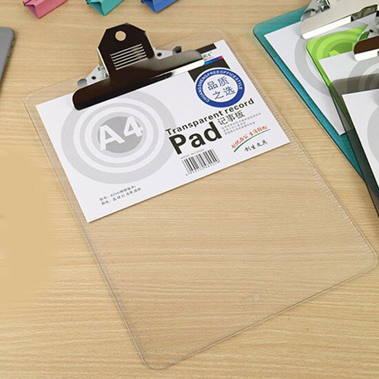 Acrylic A4 Writing Board Transparent Color Menu Board Clip Office School Supplies Folder Board Pad Board Stationary Clipboard: White