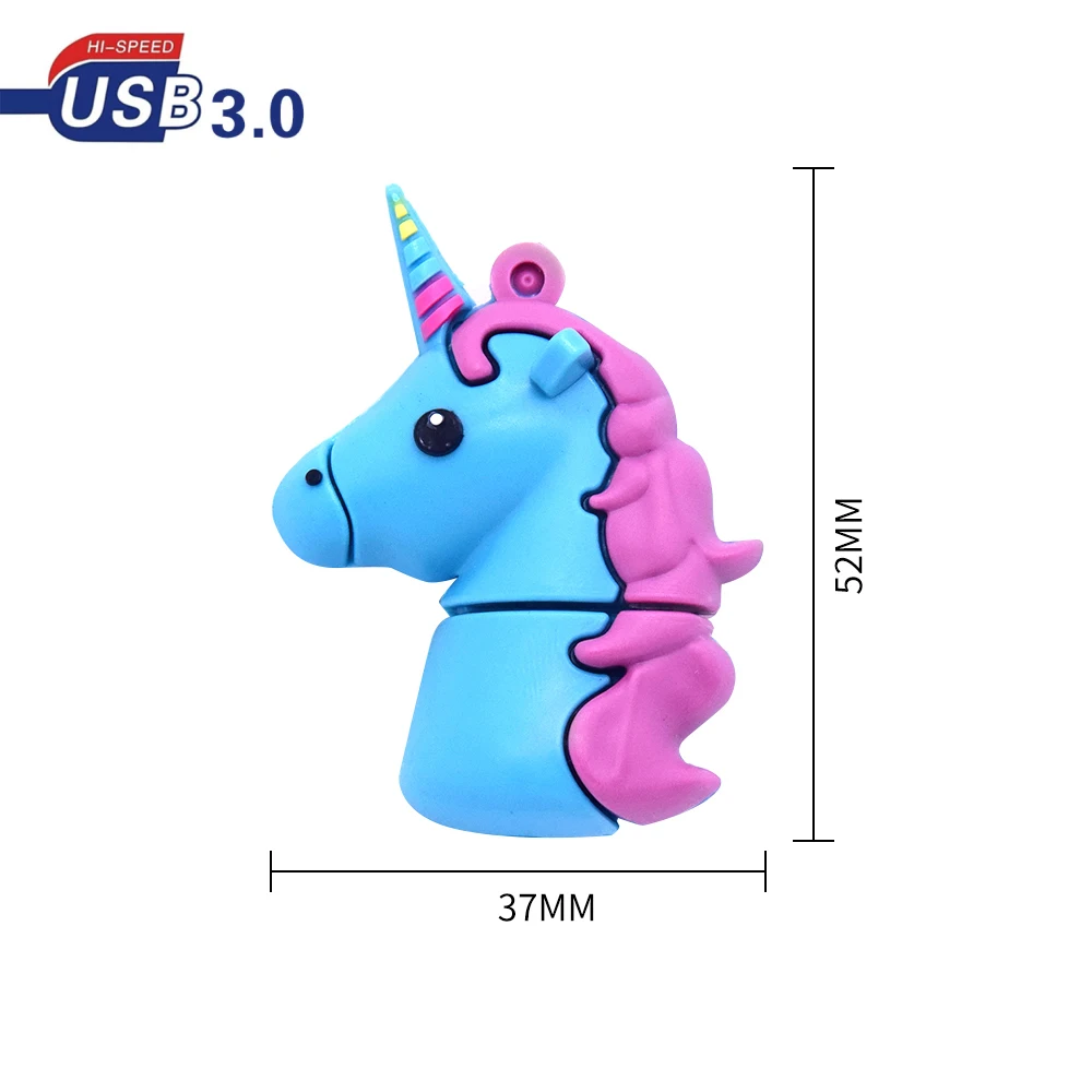 Mini clé USB 3.0, support à mémoire de 4GB 8GB 16GB 32GB 64GB, joli dessin animé licorne, cheval coloré