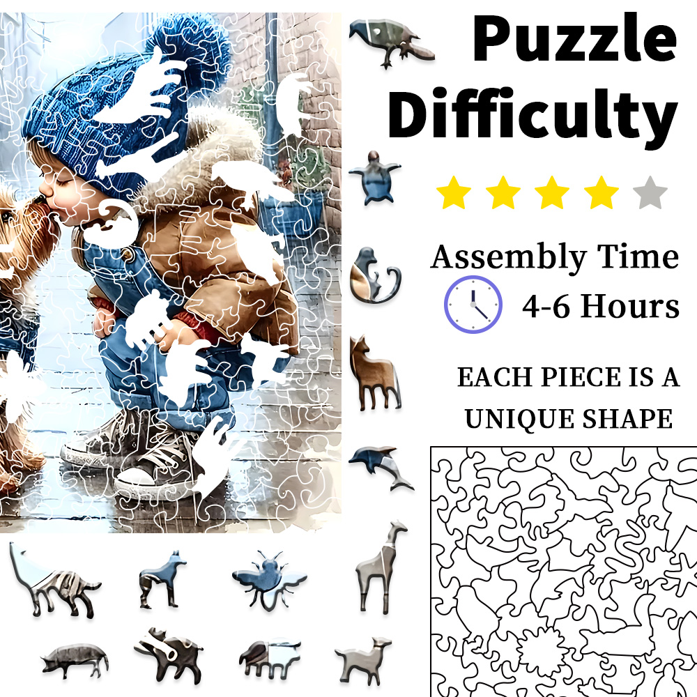 Creative puzzle wooden cat puzzle – unique irregular cat-shaped pieces, stress-relieving game and perfect for holidays and more.