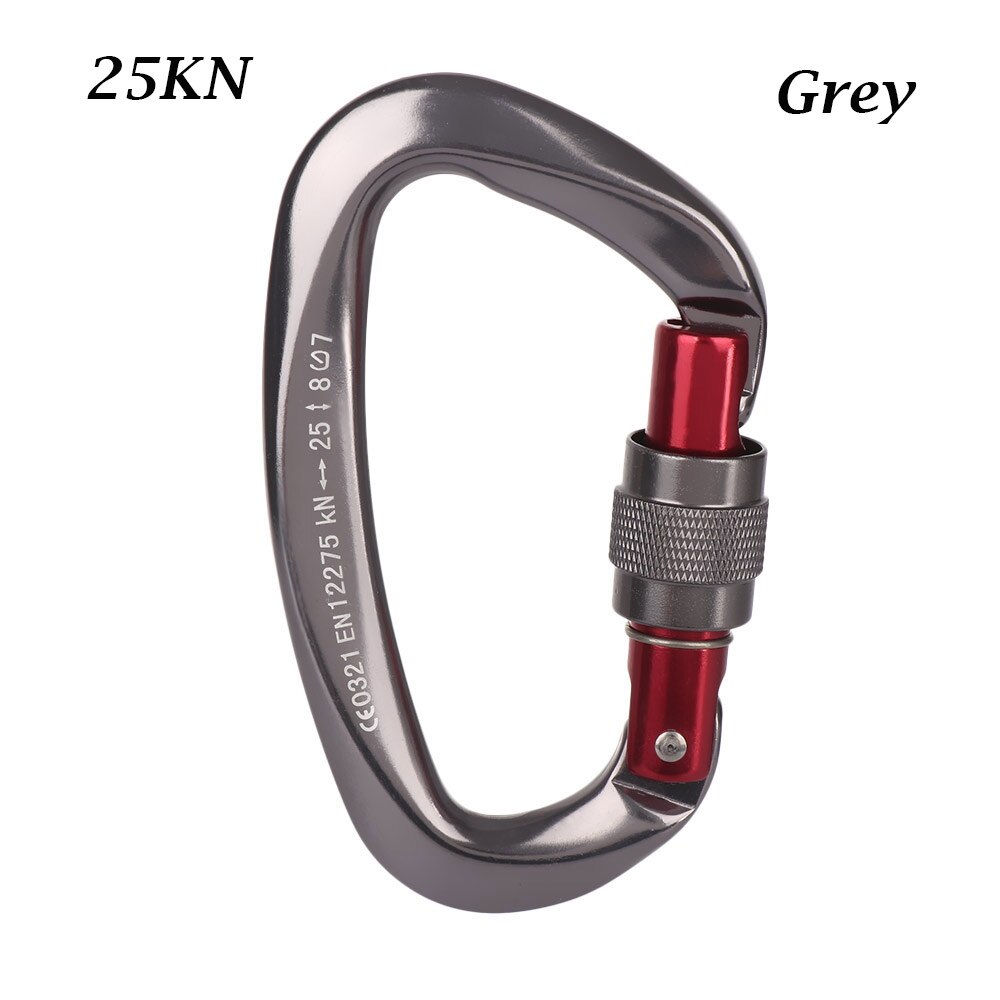 Mosquetón de , ganchos para llaves de escalada, forma de D, cerradura maestra de seguridad de aluminio, herramienta para escalar al aire libre, 12/25KN: Verde