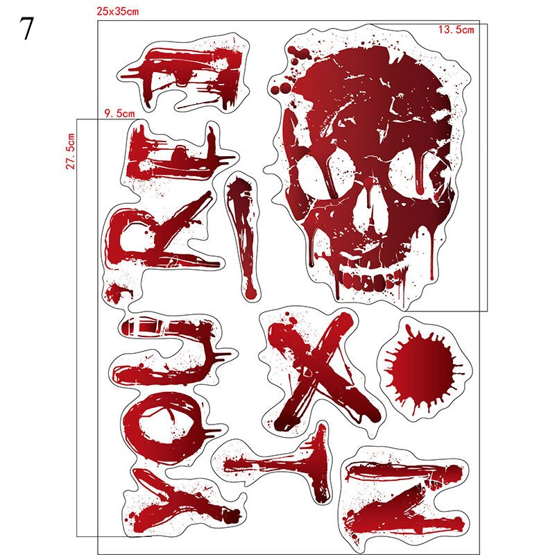 Horrible Halloween Bloody Handprint stickers Wall Window Door Home Decal Stickers Halloween Party Decoration Haunted House Prop: 7