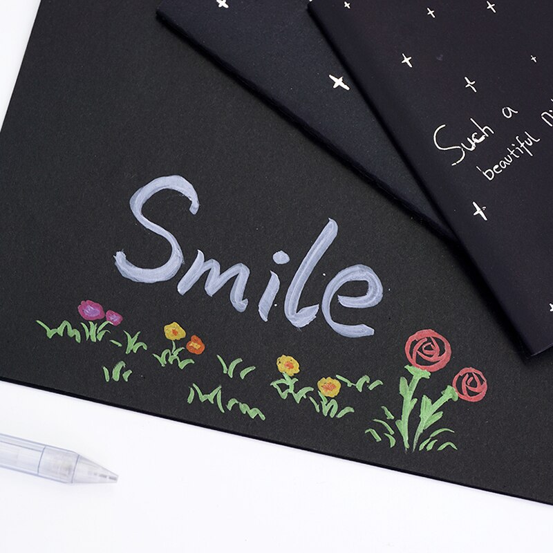 1 Notebook Diary Black Paper Notepad 56K Sketch Graffiti Notebook for Drawing Painting Office School Stationery