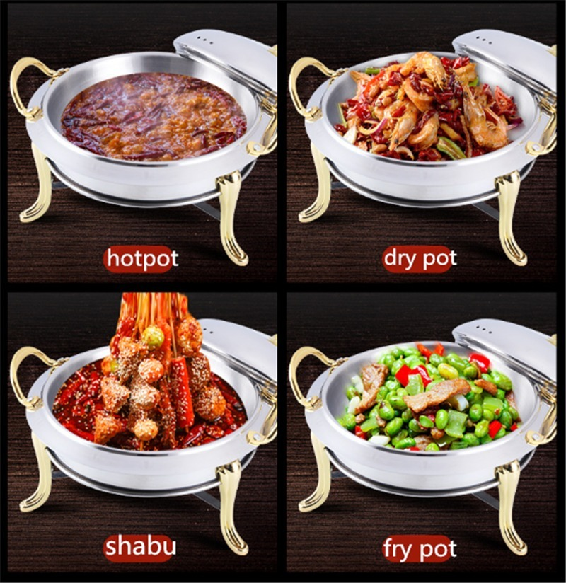 Thickened stainless steel alcohol pot dry pot small hotpot restaurant Pot son hotel commercial household shabu fry pot pot
