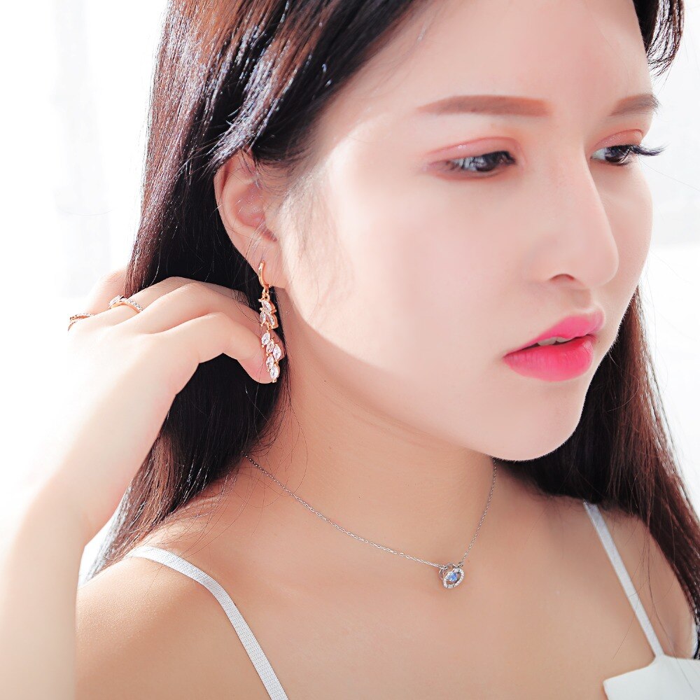 Copper Earring Jackets Wheat Ears Shape Mosaic White/Colour Cubic Zirconia Women's Earring Jewelry EZ020