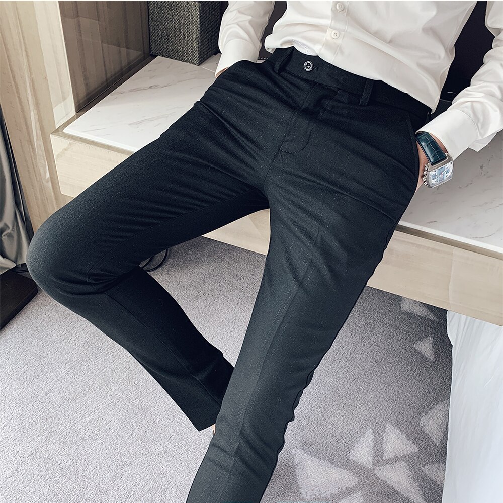 Costume pour Homme, , Slim, robe d'affaires, pantalon classique, Streetwear, bureau, Costume Socia, collection décontracté: Black / 28