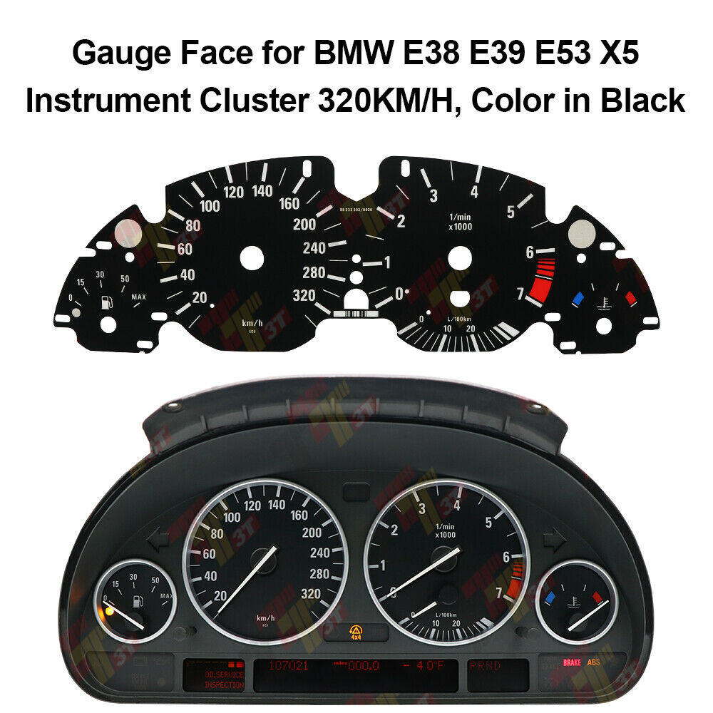 Gauge Face Overlay for BMW E38 E39 E53 X5 Instrument Cluster 240km/h 320KM/H: Gray