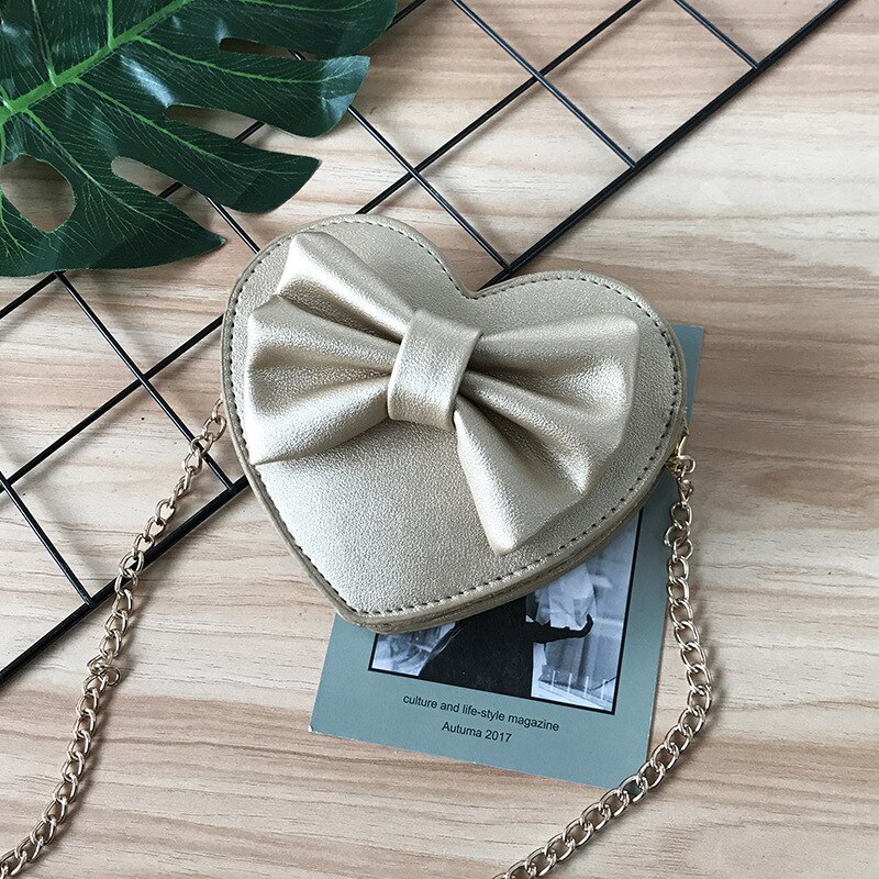 Mini monederos de estilo coreano para niñas, bolso de mano pequeño con forma de corazón, monedero pequeño: Oro