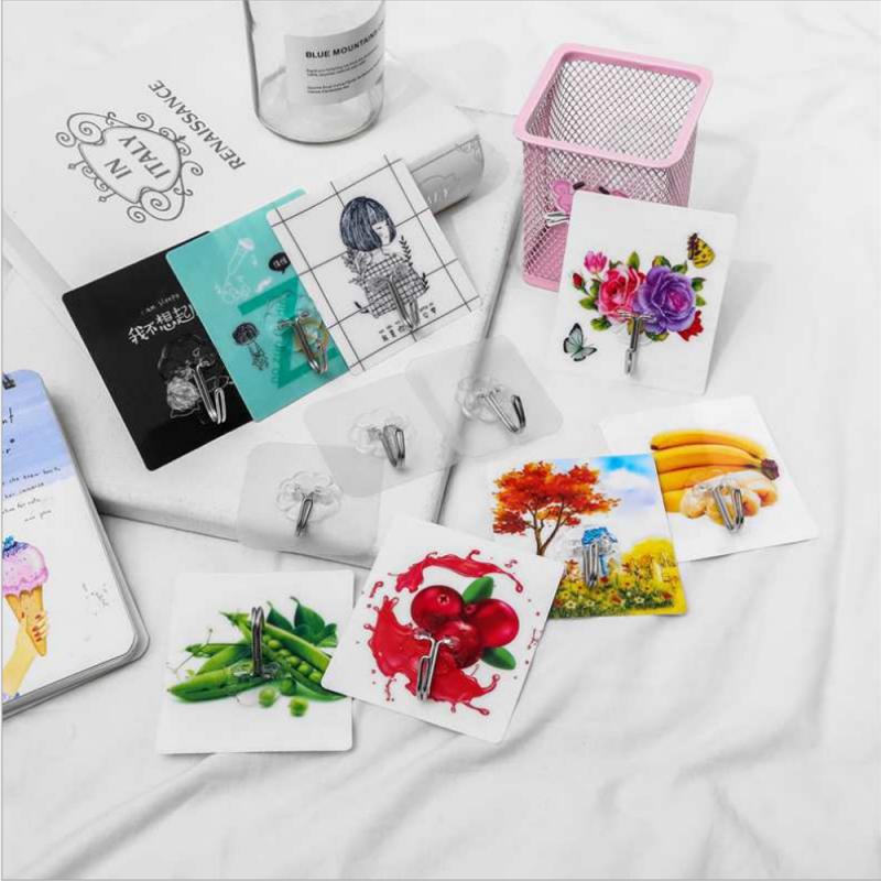 10/20pcs Random Colors Strong Invisible Cartoon Hook Wall Kitchen Adhesive Hook Nail Free Suction Hook Hanger Sticker