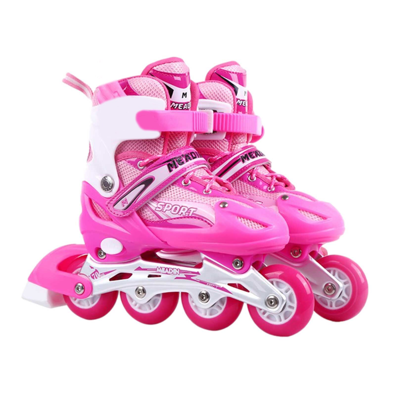 Children Inline Skates With Illuminating Light Up Wheels Outdoor PVC Flashing Roller Skates Tracer Adjustable Inline Skate: Pink