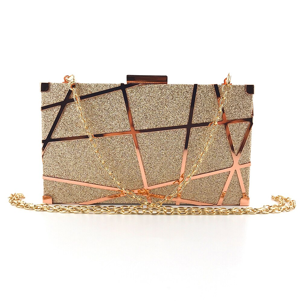 LuxEcho Kleine Bling Handtaschen Abendessen Abend Tasche Frauen Hochzeit taschen für braut Kette Schulter Taschen Schild Kupplungen Quaste: Rose Gold