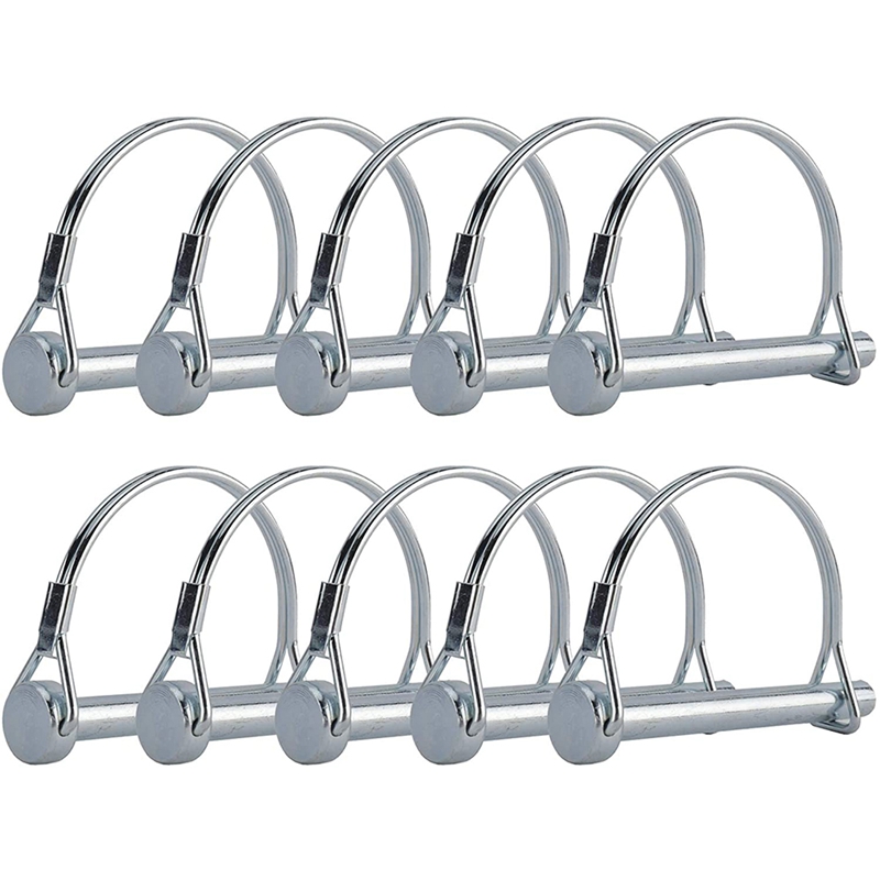 10Pcs Wire Lock Pin, 5/16 Inch Shaft Locking Pin Hitch Pin with Round Arch Wire Retainer for Farm Trailers Lawn Garden