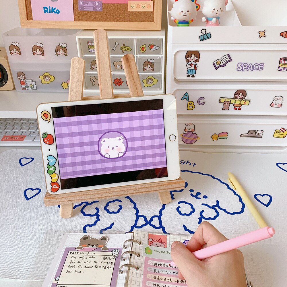 Houten universele desktop telefoon ipad houder schattige multifunctionele tablet pc standaard houder boek ezel houder benodigdheden
