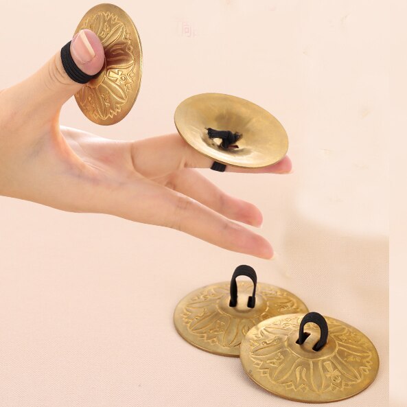 Accesorios para danza del vientre, 2 pares (4 piezas), platillos para dedos de cobre puro, de grano: Default Title