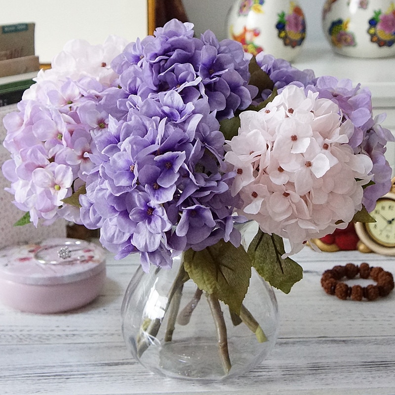 Blomsterarrangement british hortensia blomster boligindretning bryllup diy kunstige blomster