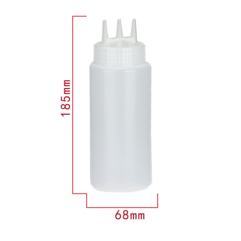 Plastic Sauce Squeeze Bottle With Three Holes Household Kitchen Tool Yellow White Red