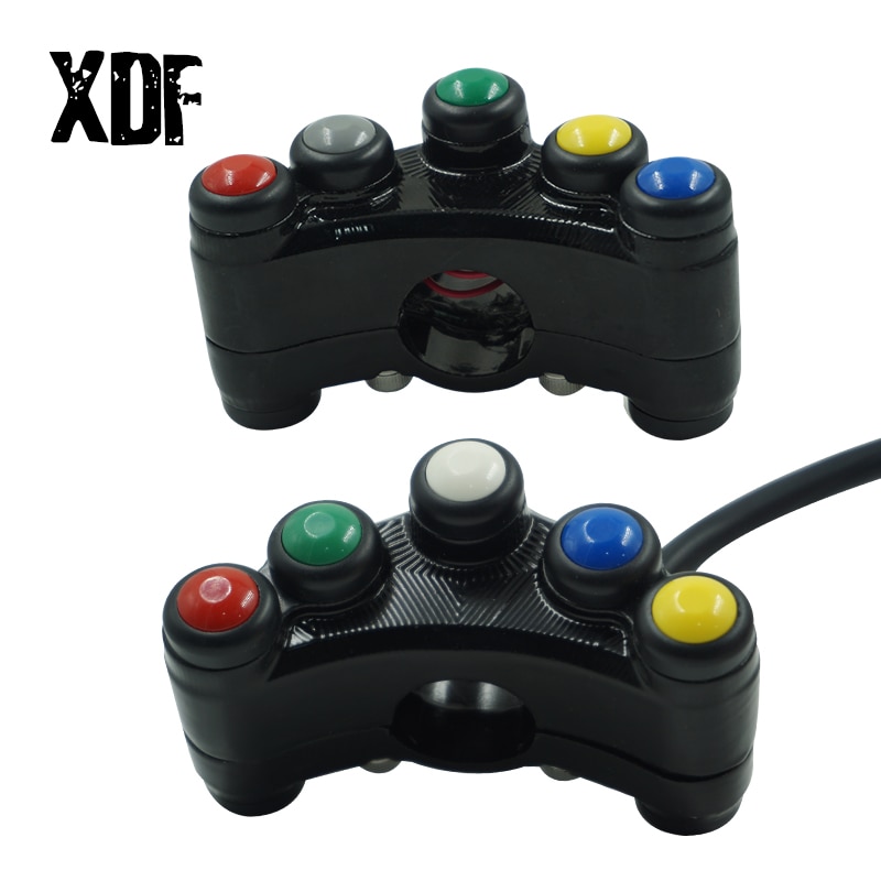 Aluminum 7/8&quot; 22mm Motorcycle Switches Handlebar Mount Headlight Turn Signal Fog Light Horn ON OFF Start Kill Switch 7 functions