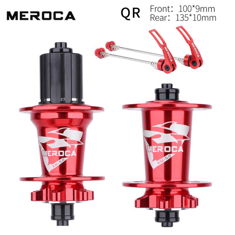 MEROCA km-5.0 Mtb Mountain Bike Hub 32 Holes 5 Bearing 8/9/10/11 Speed Front Rear Qr Or Thru Aluminum Alloy Bicycle Hubs: Red QR Hub 1 Pair