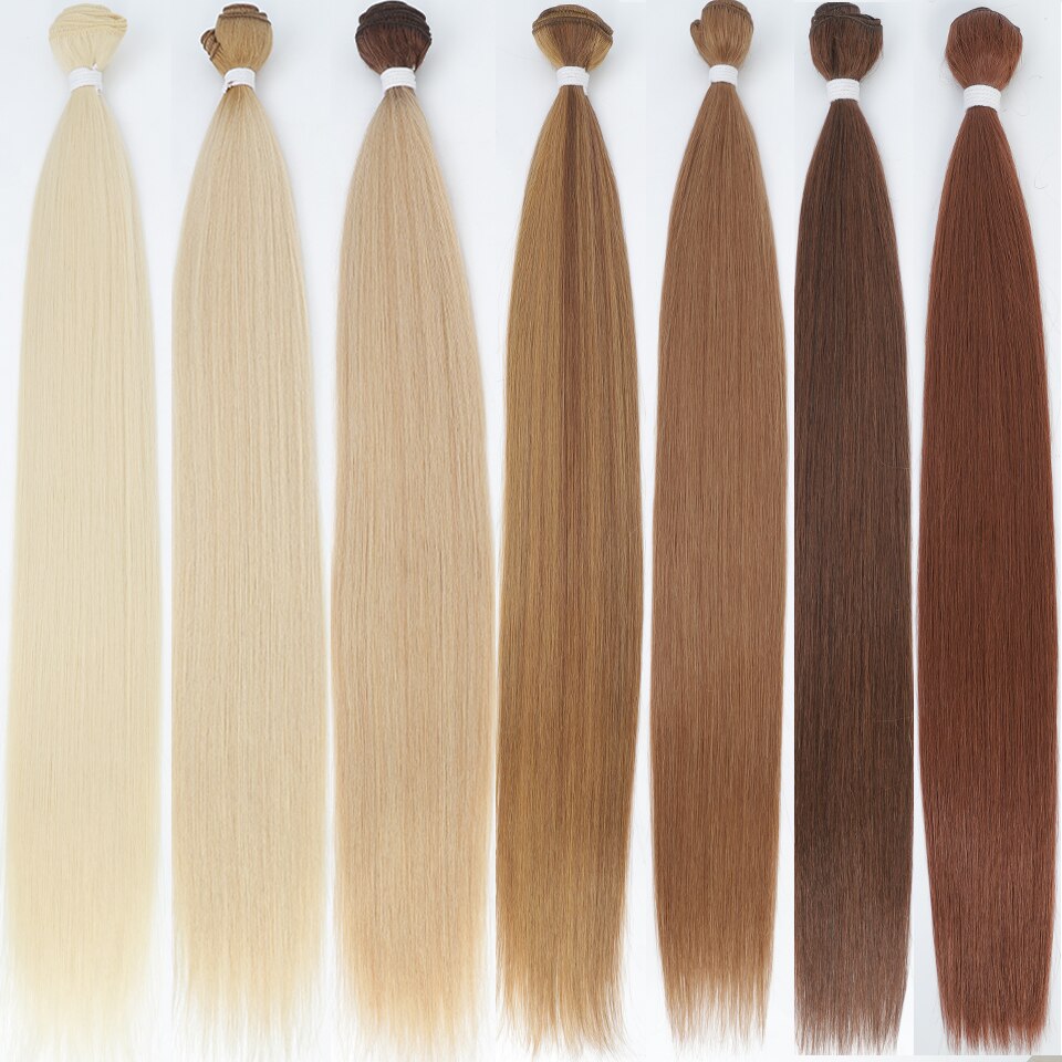 Extensiones de cabello liso de 26 pulgadas, mechones de cabello ombré, pelo de fibra resistente al calor, tejido de pelo liso sintético